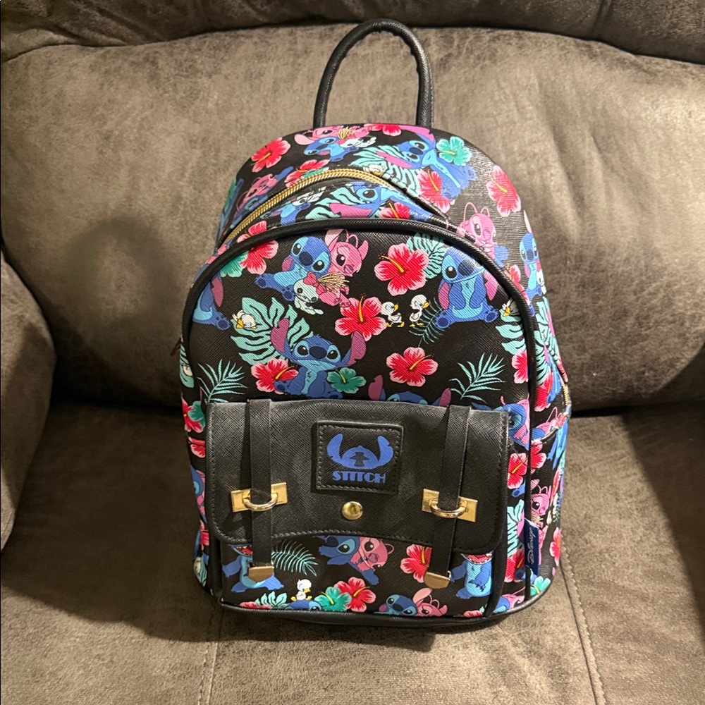 Disney Stitch Floral Mini Bag - Black and Multicolor